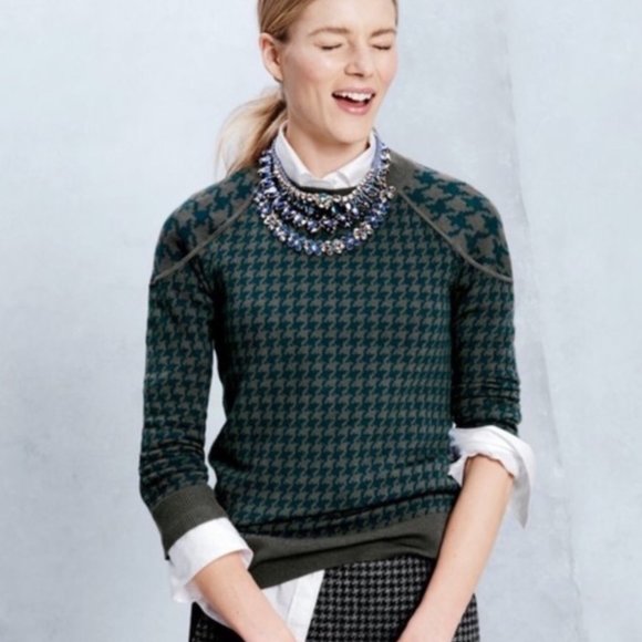 J. Crew Sweaters - J.Crew Houndstooth Tippi Sweater Green